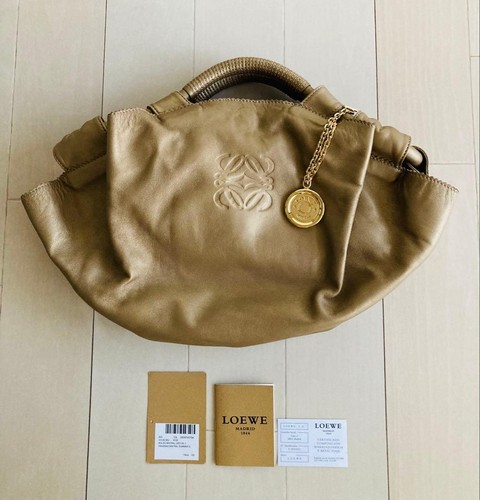 Loewe Nappa Aire Vintage Hand Shoulder bag Gold Leather Used Women From Japan