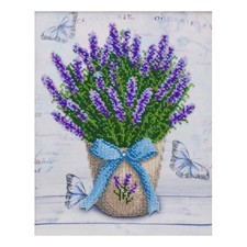 Bead Embroidery Kit Lavender DIY Craft Kit stamped Bead Needlepoint T-1272