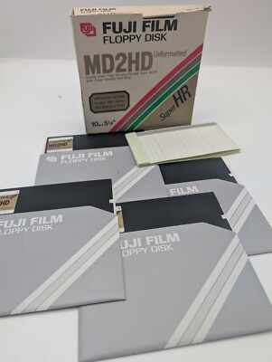 4x FUJI FILM MD2HD 1,2 MB 5,25 Floppy Disketten 5,25'' Super HR  -unbenutzt  