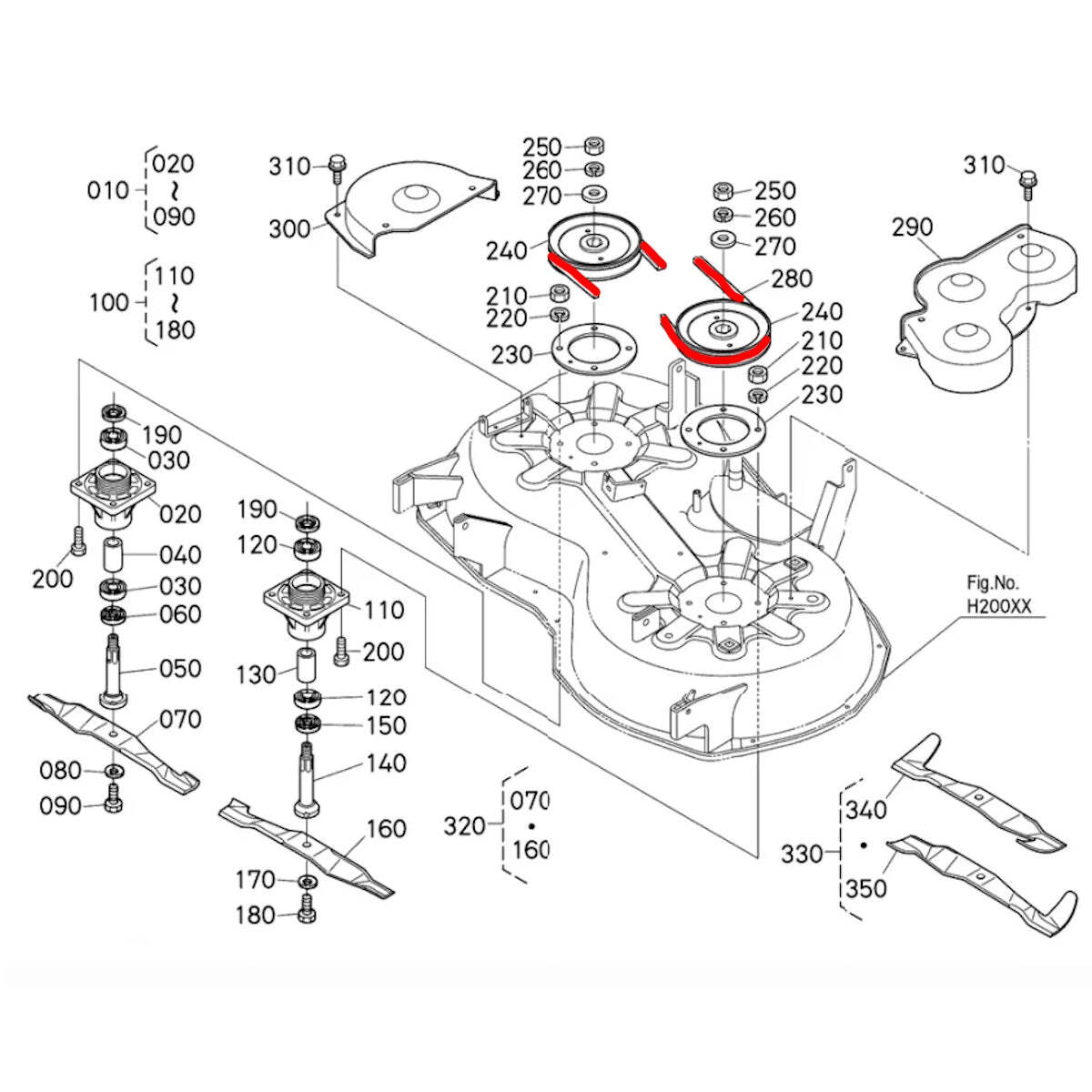 Cutting Deck Belt Fits Kubota T1880A2 with RCK42-LT20 Deck Pn
