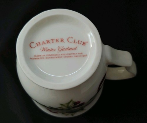 CHARTER CLUB GUIRNALDA DE INVIERNO TAZA DE CAFÉ BASTÓN DE CARAMELO ACEBO DE NAVIDAD - Imagen 3 de 3