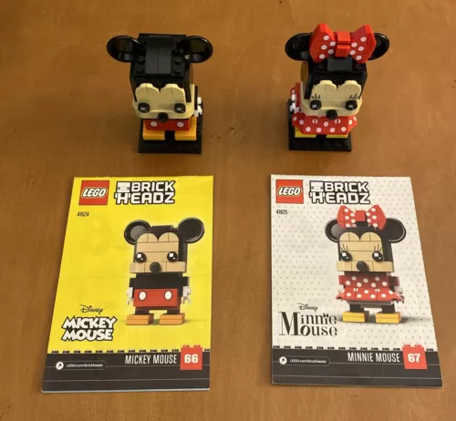 Lego Disney Brickheadz Mickey 41624 and Minnie 41625 Sets- Complete - No Boxes