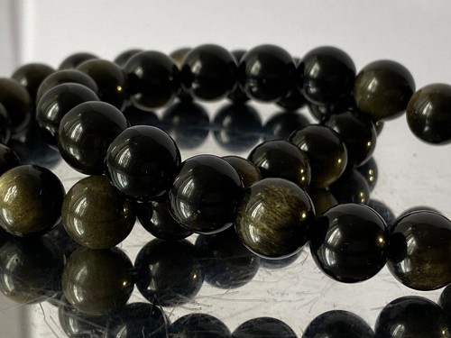 7.5" "Luminescent/Hand-Selected"~GOLDEN SHEEN OBSIDIAN Unisex Bracelet M1376 - Picture 6 of 10