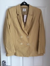 BNWT Ladies Size 12 Natural Linen Blend Fully Lined Long Sleeve TU Blazer