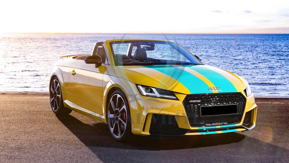 Calcomanías envolventes de vinilo de rayas de carreras de color mate para Audi TT Stripe 25 ft/50 ft de largo Foto 4 de 4