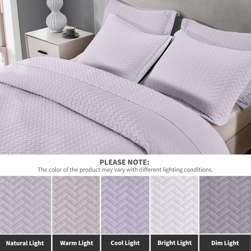 Chic Chevron Pattern King Quilt Set in Lilac Purple - Perfect for Home & Travel - Picture 7 of 8