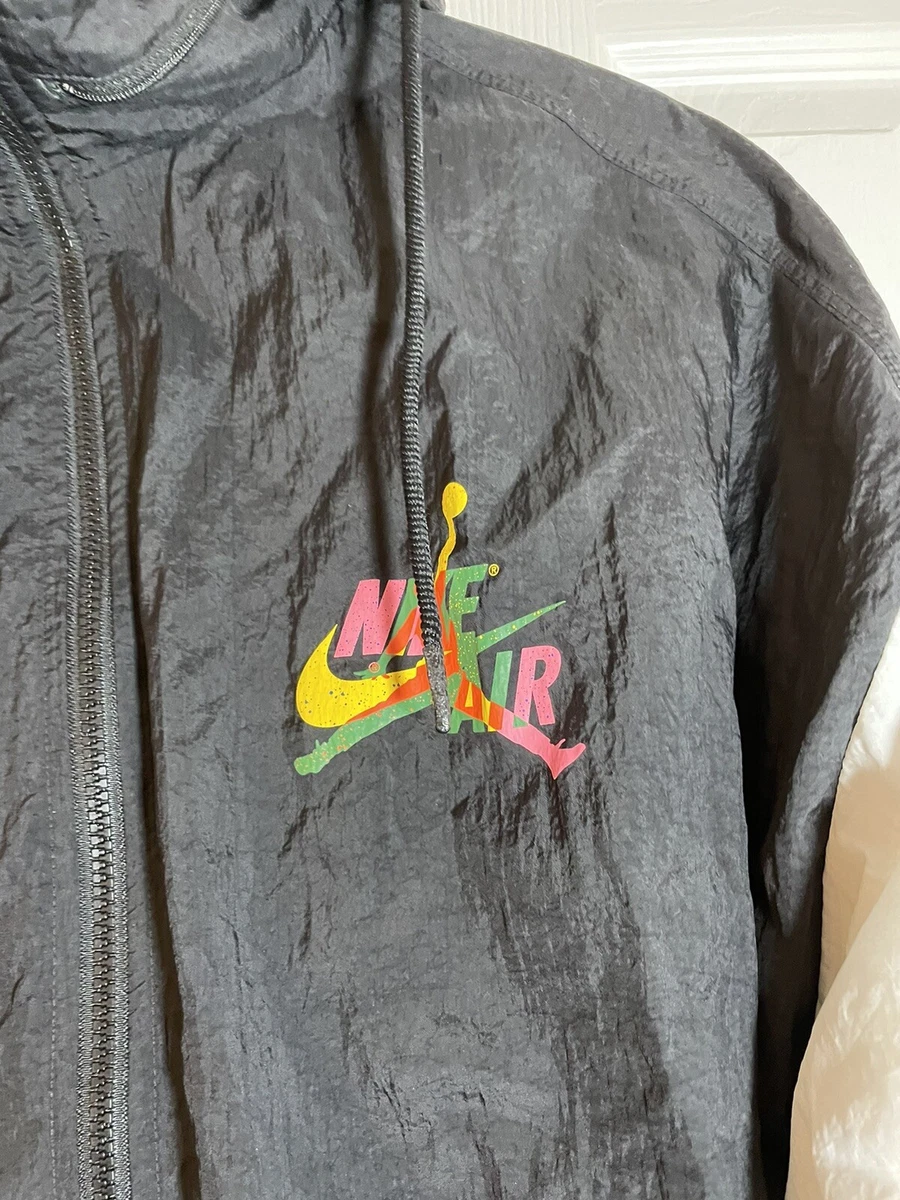 NIKE AIR JORDAN JUMPMAN CLASSICS JACKET BLACK MEN'S SIZE SMALL COLORFUL W/ HOOD