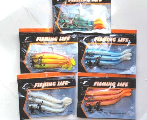5xPacks Sea Boat Fishing Cod Bass Pollock Big Sand eels Rubber Lures shads /6" - Picture 4 of 18