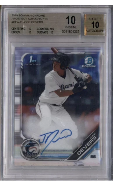 2019 Bowman Chrome Rookie Autograph Jose Devers RC Auto BGS 10