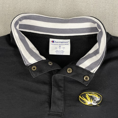 Champion Missouri Tigers Women's M Sweatshirt Black 1/4 Button Pullover Mizzou
