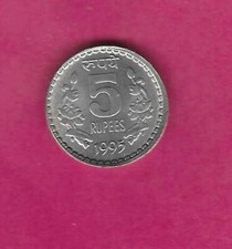 INDIA INDIAN KM154.1 1995 C UNCIRCULATED-BU UNC-MINT EXCELLENT OLD 5 RUPEES COIN