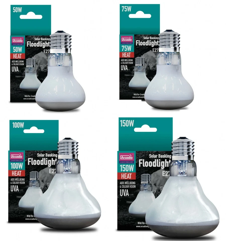 Arcadia Solar Flood Basking Lamp Reptile Heat Lamp Screw Fit Bulb Lighting E27