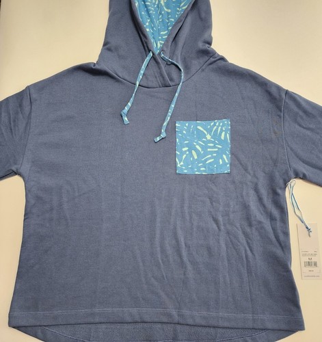 NWT Vineyard Vines Women's Med Light Indigo Ruthie Palm Print Hoodie Style 8673 - Picture 3 of 24