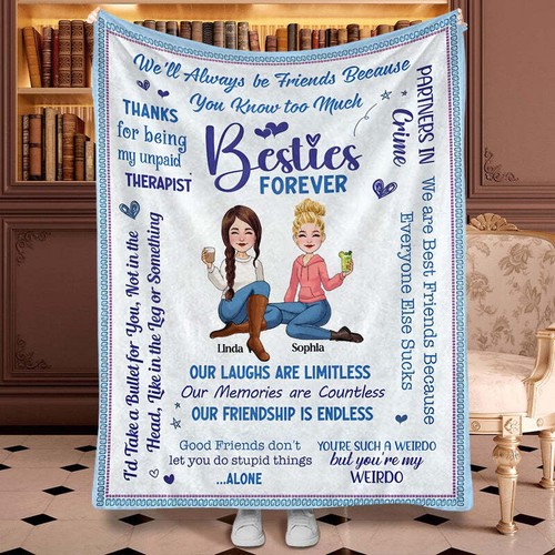 Besties Forever - Personalized Bestie Blanket - Picture 7 of 11