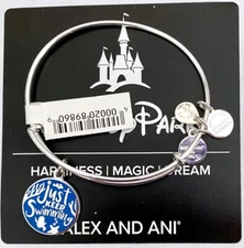 New Disney Alex and Ani Finding Nemo Just Keep Swimming Silver Charm Bracelet