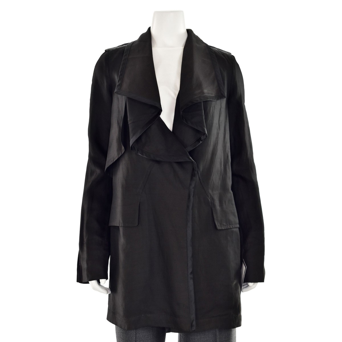 Givenchy Long Black Open Front Duster Jacket sz S Made in Italy