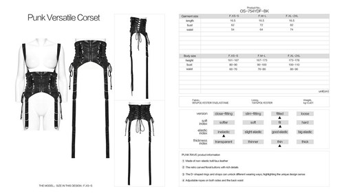 Punk Rave Women Black Gothic Punk Faux Leather Versatile Corset Waistband - Bild 13 von 22