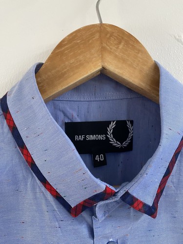 RAF SIMONS Shirt Mens Medium 40 Blue Mod Ska 60s Casuals Button Up - Picture 9 of 19