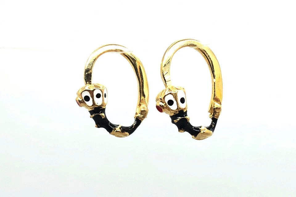 Orecchini pendenti Moretto Istriano in Argento 925 dorato con smalti artigianali - Immagine 2 di 4