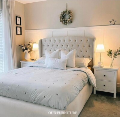 Plüsch Samt Paris Flügelrückenbett, Chesterfield Flügelbett, Polsterbett