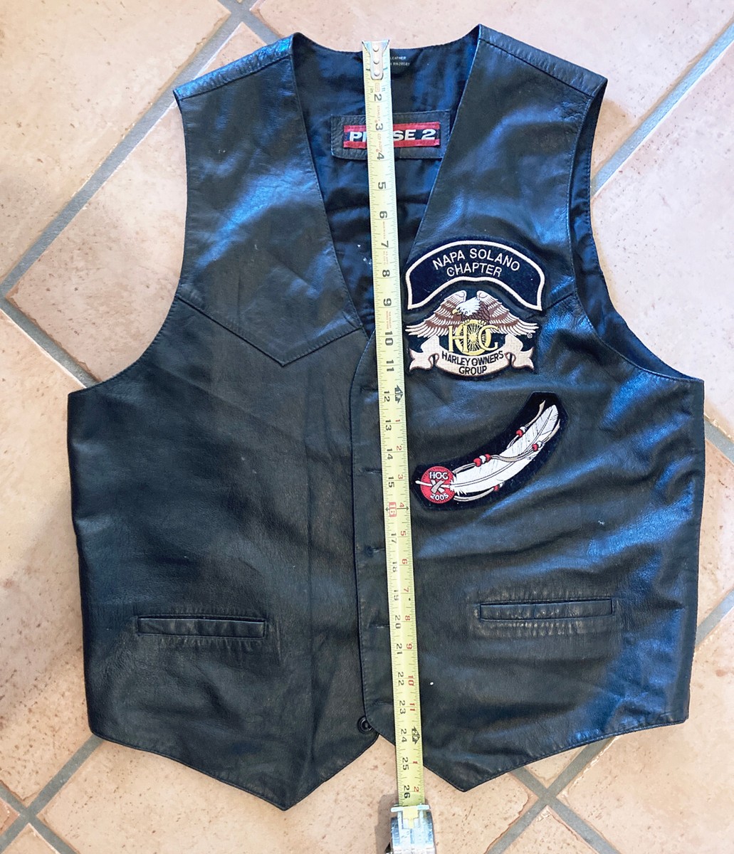 HARLEY DAVIDSON Owners Group Leather Vest Napa Solano Califonia Mens/Womens  Lge | eBay