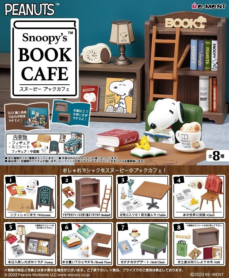 Thumbnail - Re-ment 8pack Verpackung Peanuts Snoopy's Buch Café