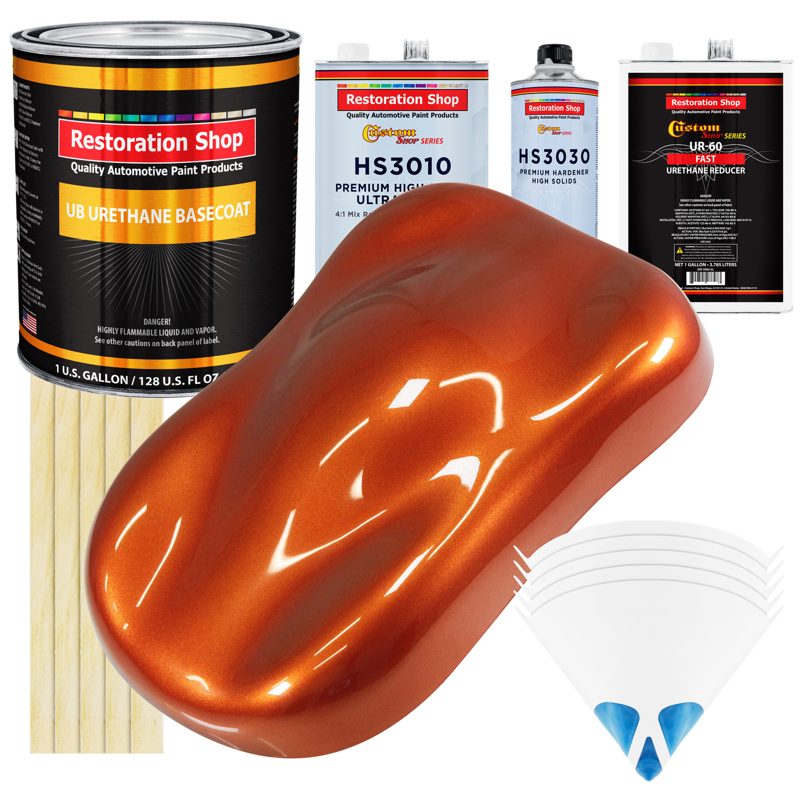 Inferno Orange Pearl Metallic Urethane Basecoat Gallon Kit Premium Auto Paint  