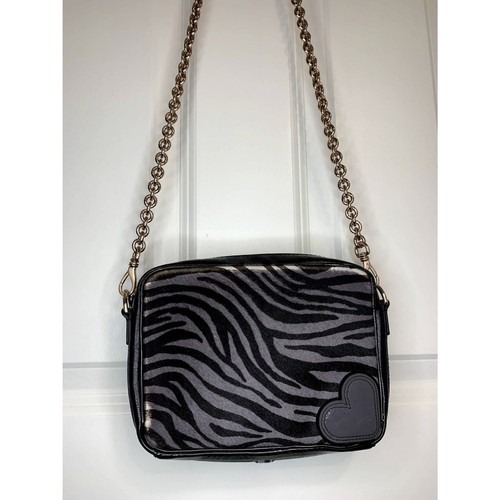 Katie Grand Loves HOGAN Grey & Black Calf Hair & Leather Crossbody Bag