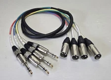 Seismic Audio SAXT-4x5M 1/4" TRS to XLR Male 4 Channel 5ft Audio Snake Cable