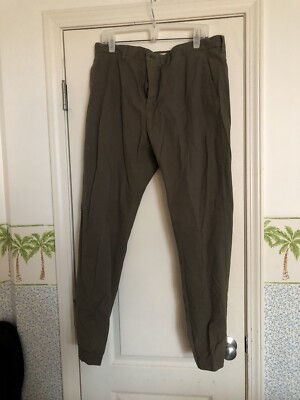 h m olive green label of graded goods chino mens 36 slim fit pants
