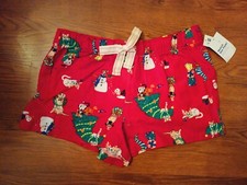 NWT Old Navy Sleep Lounge Shorts Pajamas Red Holiday Pets Womens Small PJs