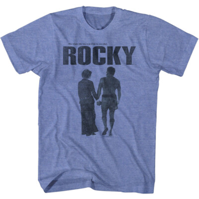 Rocky Balboa Mens New T-Shirt Original Movie Poster LT Blue Heather in SM - 2XL
