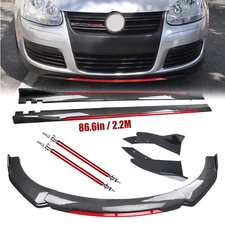 Front Bumper Lip Spoiler Side Skirt For Volkswagen Jetta Bod Kit Carbon Fiber
