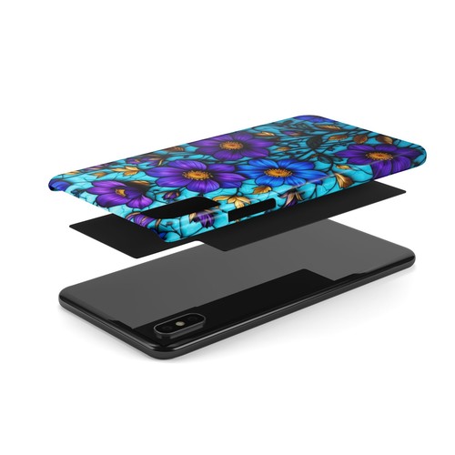 Lila Blau Buntglas Blume Hülle Slim iPhone 16 15 14 13 12 11 Pro Plus Max - Bild 77 von 80