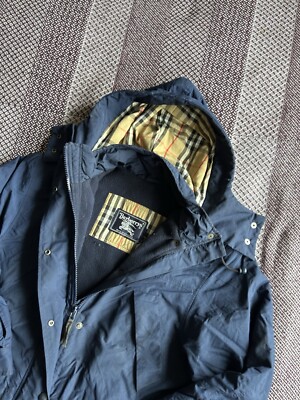 Burberry Coat Down Liner Navy Blue Vintage Made In England Unisex