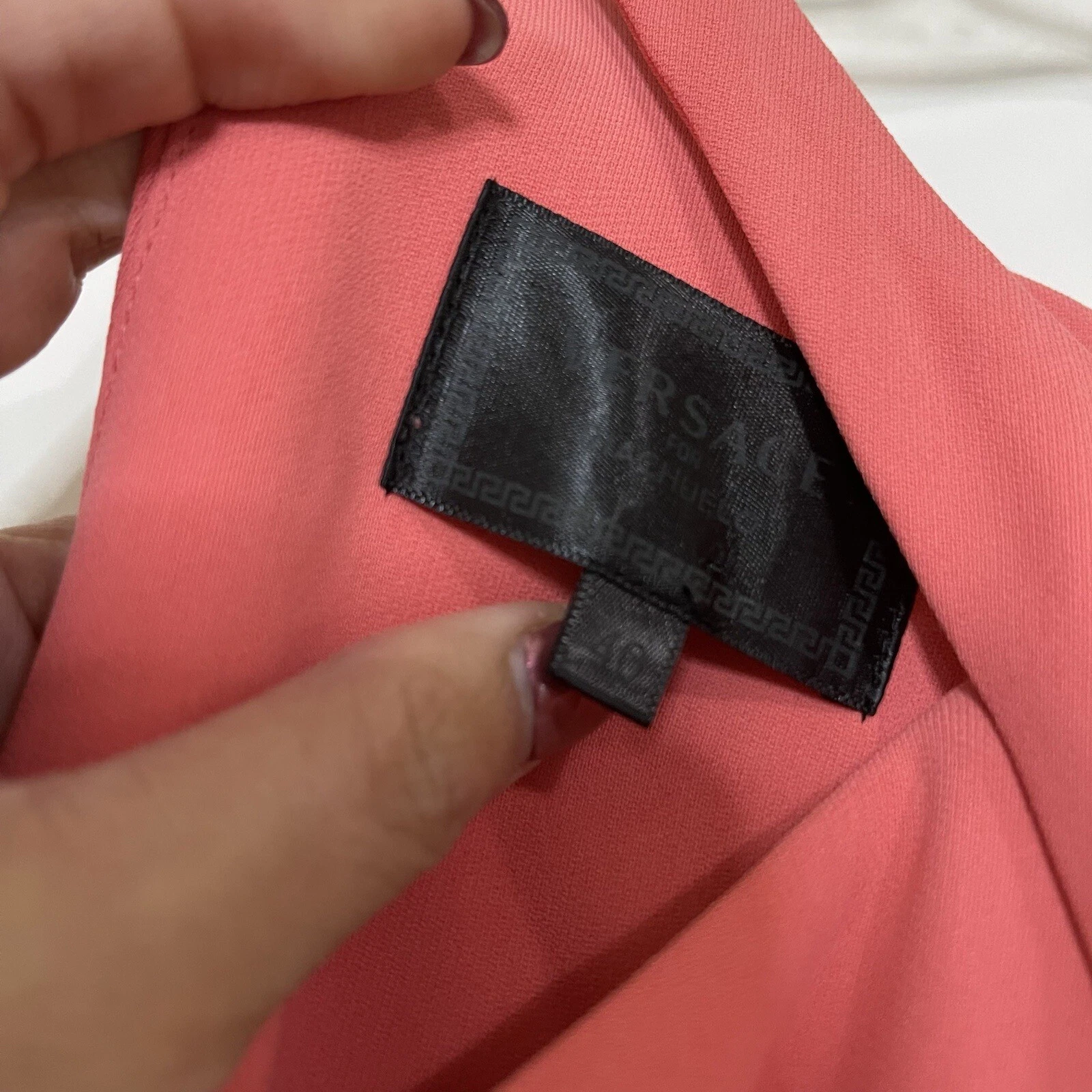 Abito VERSACE x Riacheulo rosa maxi ritaglio smanicato spacco alto taglia 40 US XS