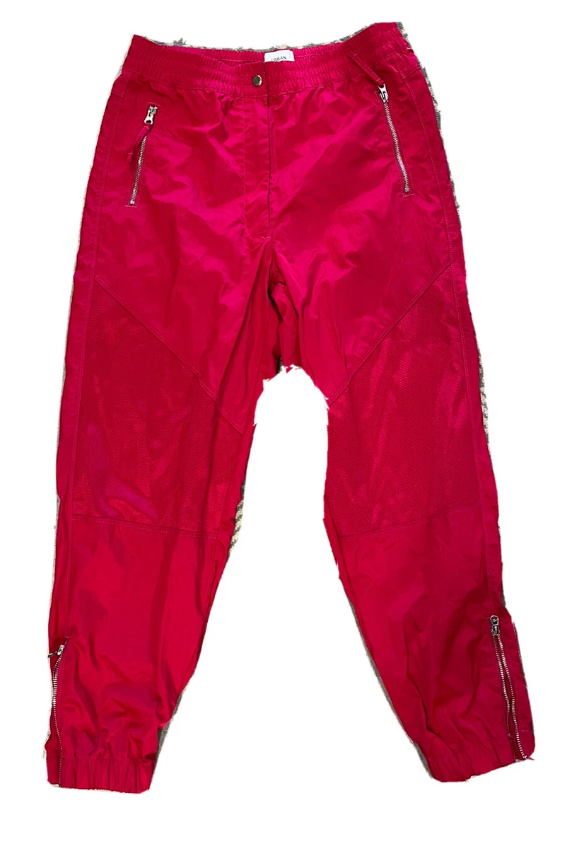 Urban Outfitters Nylon Jogger Pants Pixie Waisted Hot Pink Size Large Zippers