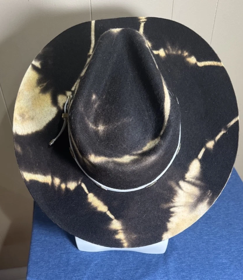 FREE PEOPLE x ASN Rodeo In LA Cowboy Hat Brown Tie-dyed WOOL Made USA NWD $148 - Image 4 of 4