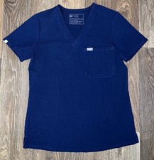 Figs Women's XS Navy Blue One Pocket Scrub V-Neck Top Technical Collection