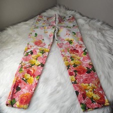 INCREDIBLE WOMEN'S VINTAGE 90'S CACHE COLORFUL FLORAL ROSES PRINT JEANS SIZE 4