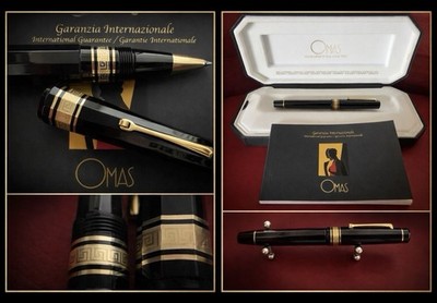 OMAS Paragon Rollerball Pen Multi-Face Greek Engraved Vintage Warranty Box