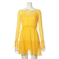 GUCCI  silk dress 40 ladies yellow 728125 with inner F/S from Japan