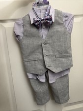 Wonder Nation Baby Boys Vest, Button-up Shirt, Pants Tie 4pc Set 12M NWOT