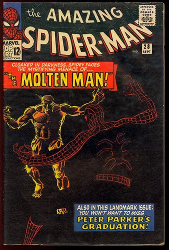 Amazing Spider-Man #28 Nice 1st App. Molten Man Silver Age Marvel Comic 1965 VG