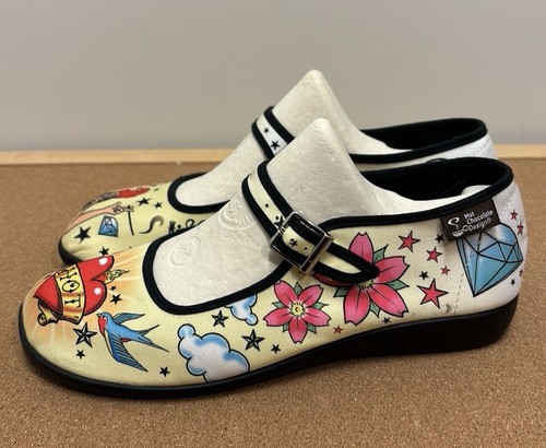 Chocolaticas Hot Chocolate Designs Tattoo Art Mary Jane Flat Shoes 39 US 9 - Picture 8 of 18