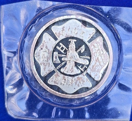 Fire Department Firemen Firefighter Gift Coin 1 Troy Oz .999 Fine Silver Round