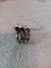 Oswaldo Taller Guayasamin Vintage Silver Triple  Gemstone Ring 9.28 Grams Size 5
