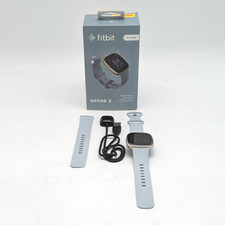 Fitbit Sense 2 Health  Fitness Smartwatch 24mm Gold Case Blue Band FB521 