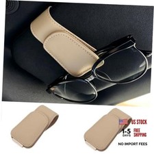 2 Pack Magnetic Leather Sunglass Holder for Car - Car Sunglasses Holder Beige