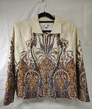 Coldwater Creek Women's Multicolor Paisley Zip Up Jacket Size Petite XLarge